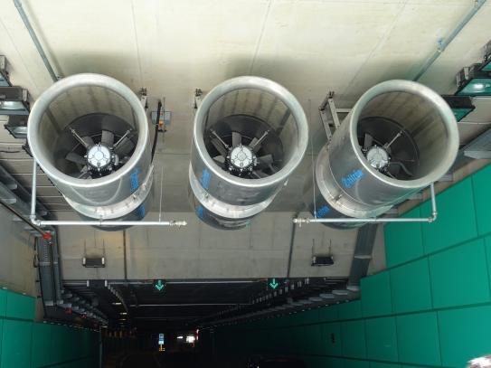 Ventilatie in de tunnel.