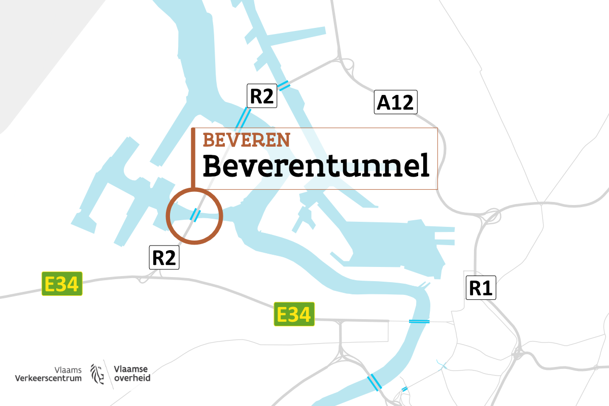 Beverentunnel op kaart.