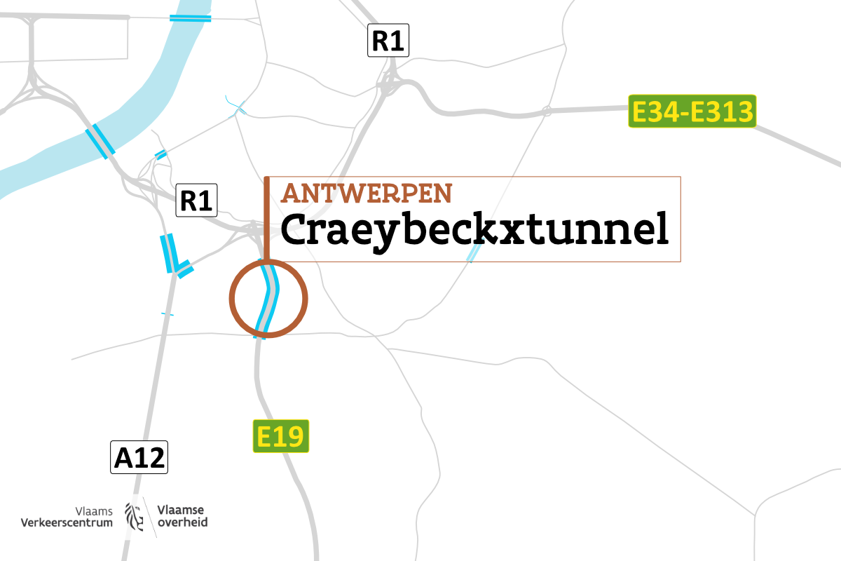 Craeybeckxtunnel op kaart.