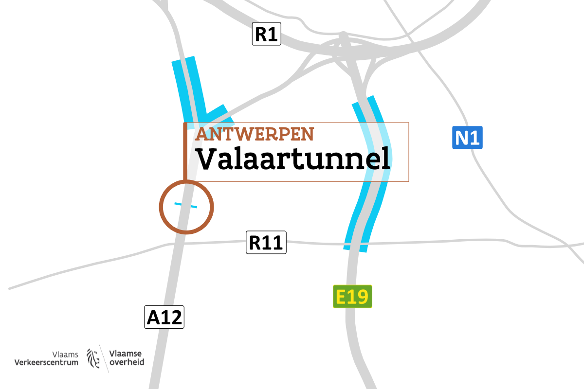 Valaartunnel op kaart.