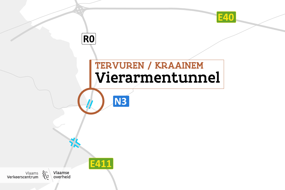 Vierarmentunnel op kaart.