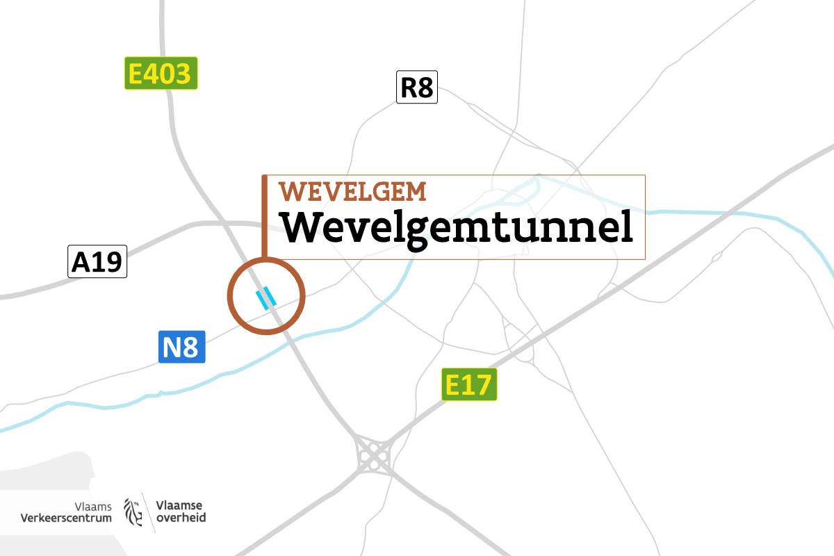 Wevelgemtunnel op kaart.