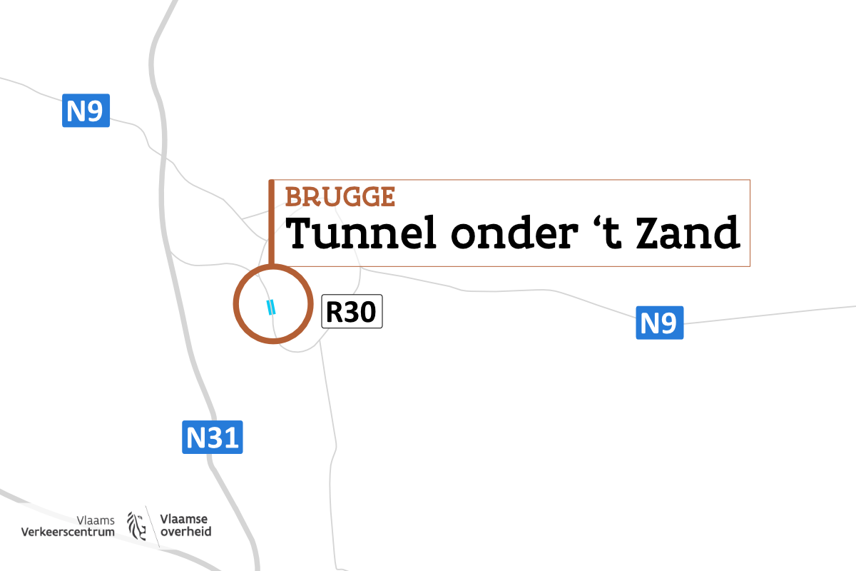 Tunnel onder 't Zand op kaart.