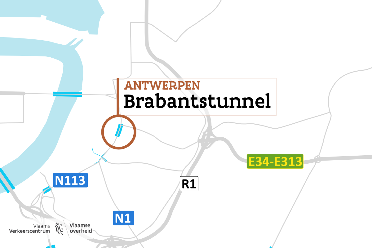 Locatie van de Brabantstunnel op kaart.