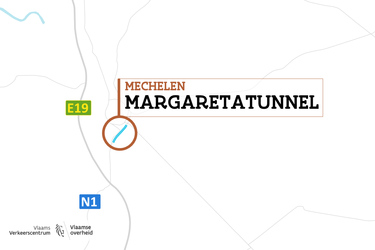 Kaartje met localisatie Margaretatunnel.