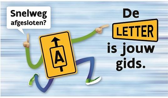 Affiche snelwegcampagne: de letter is jouw gids
