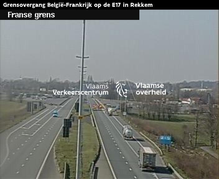 Grensovergang België-Frankrijk op de E17 in Rekkem