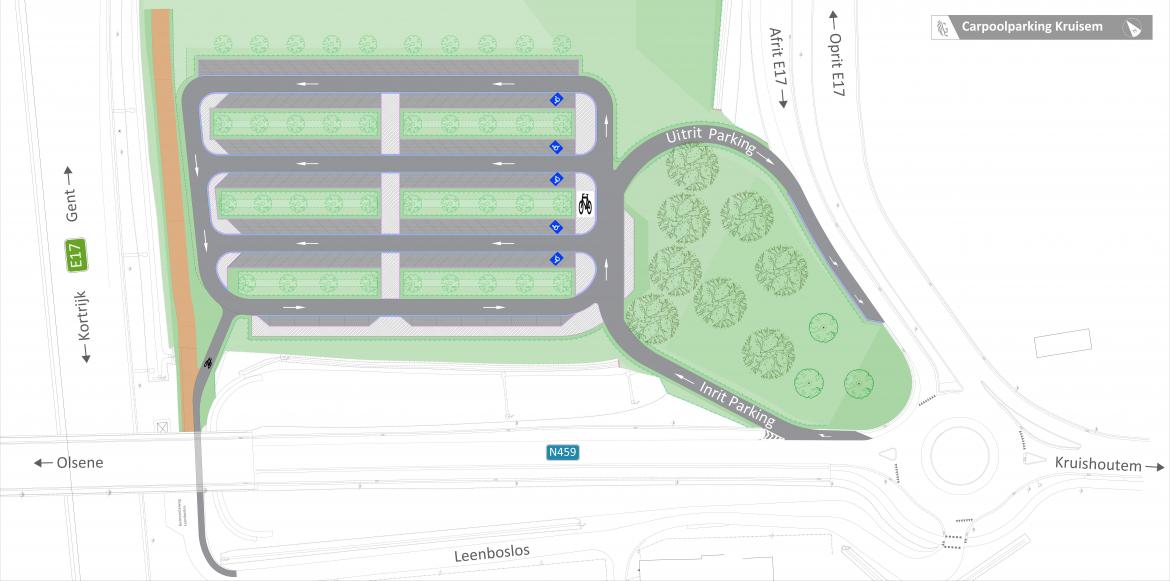 Schematische weergave toekomstige carpoolparking.