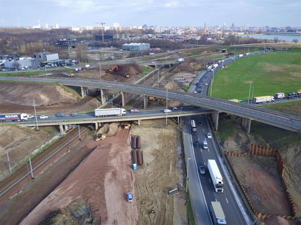 Werf van Oosterweel bij Antwerpen-West.
