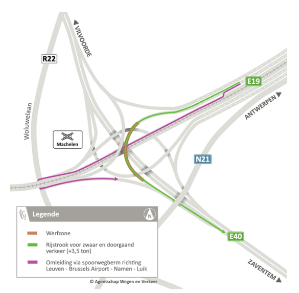 Verkeerssituatie knooppunt Machelen