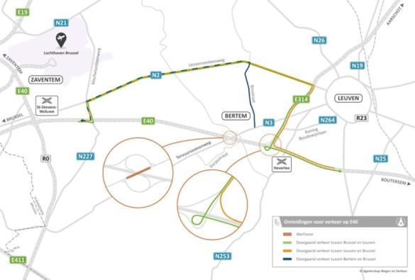 Omleidingen bij afsluiting in Bertem.