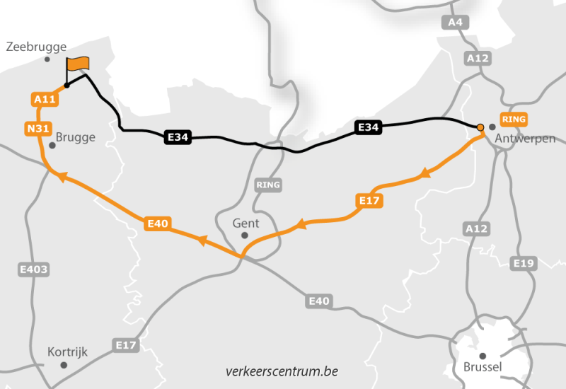 Kaart van de omleiding
