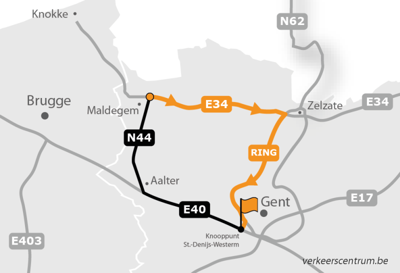 Kaart van de omleiding