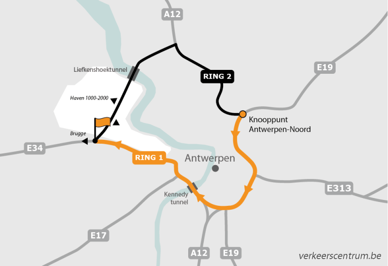 Kaart van de omleiding