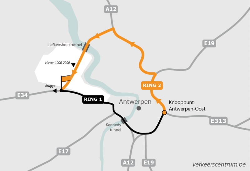 Kaart van de omleiding