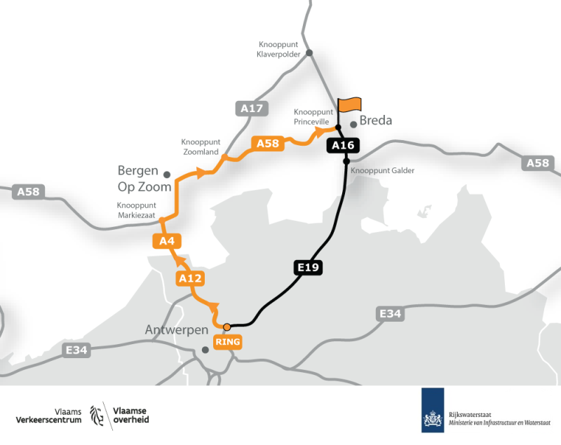 Kaart van de omleiding