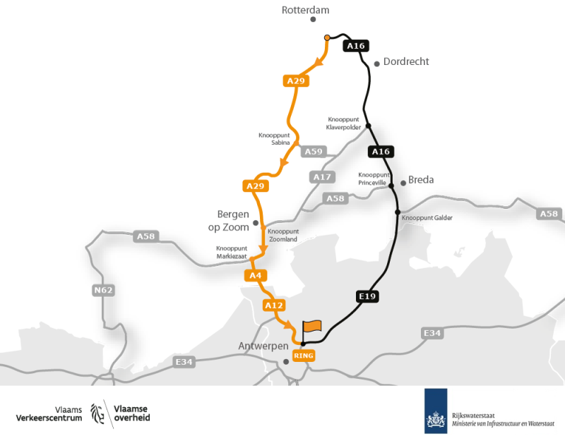 Kaart van de omleiding