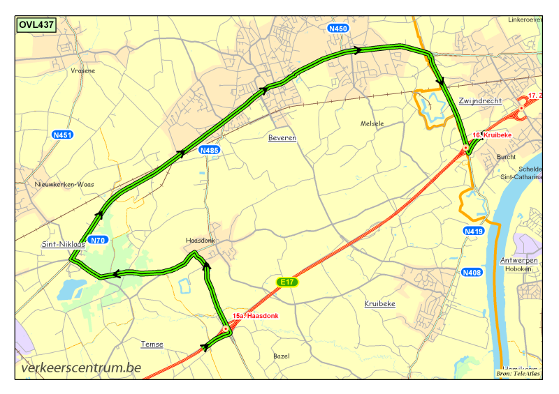 Kaart van de omleiding