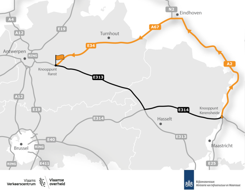 Kaart van de omleiding