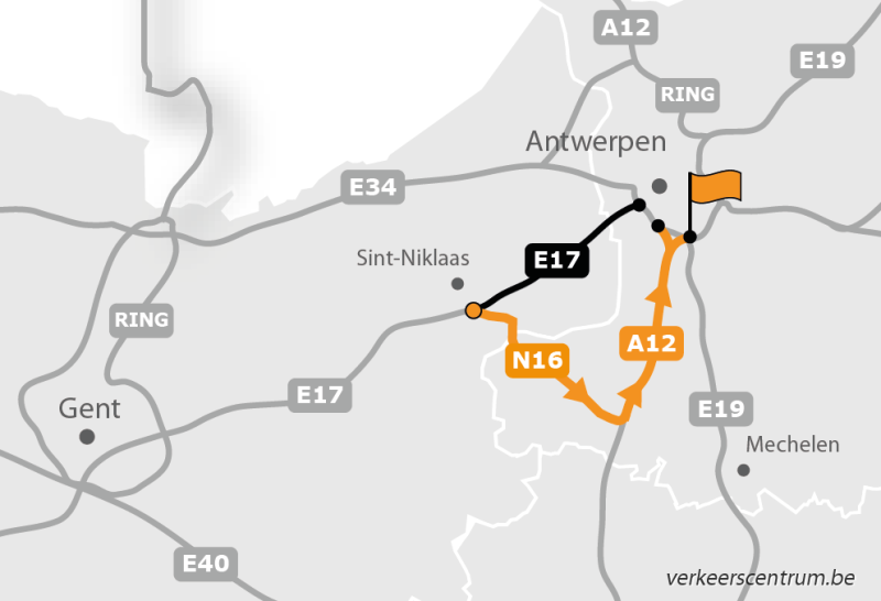 Kaart van de omleiding