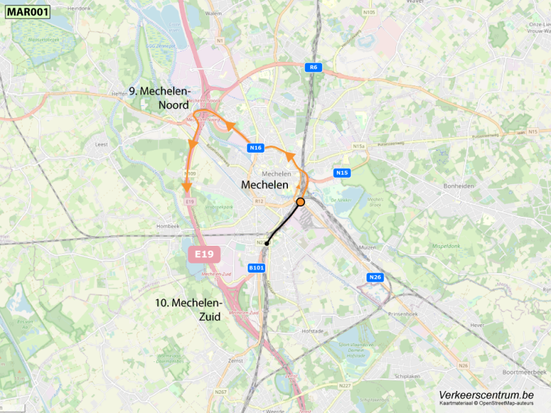 Kaart van de omleiding