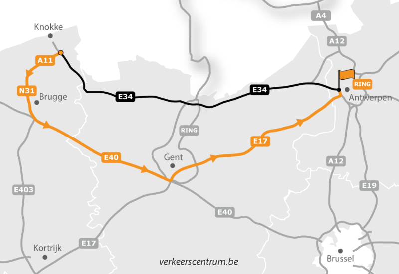 Kaart van de omleiding