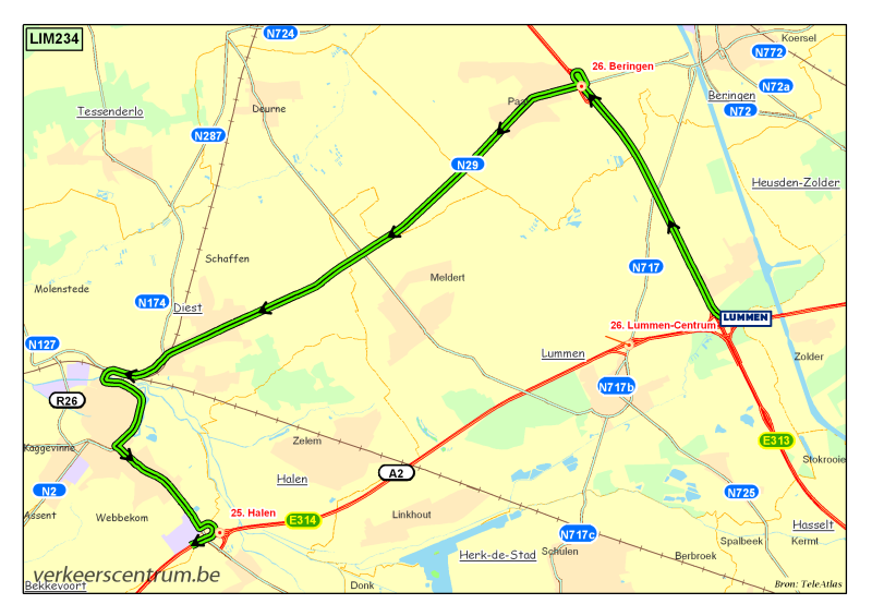 Kaart van de omleiding