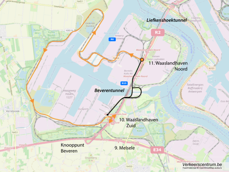 Kaart van de omleiding