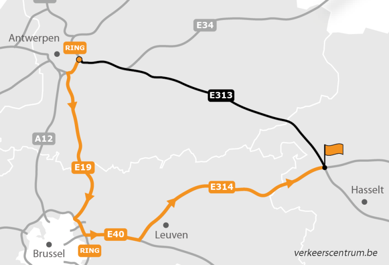 Kaart van de omleiding