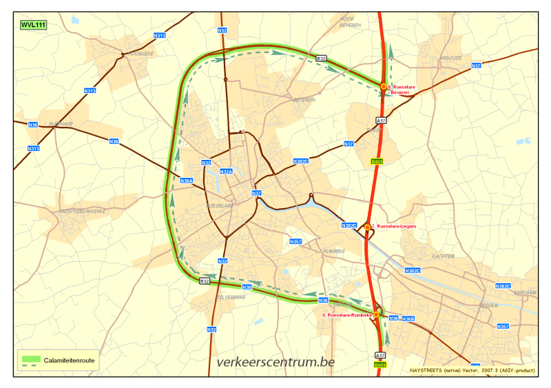 Kaart van de omleiding