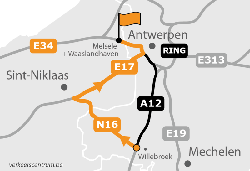 Kaart van de omleiding