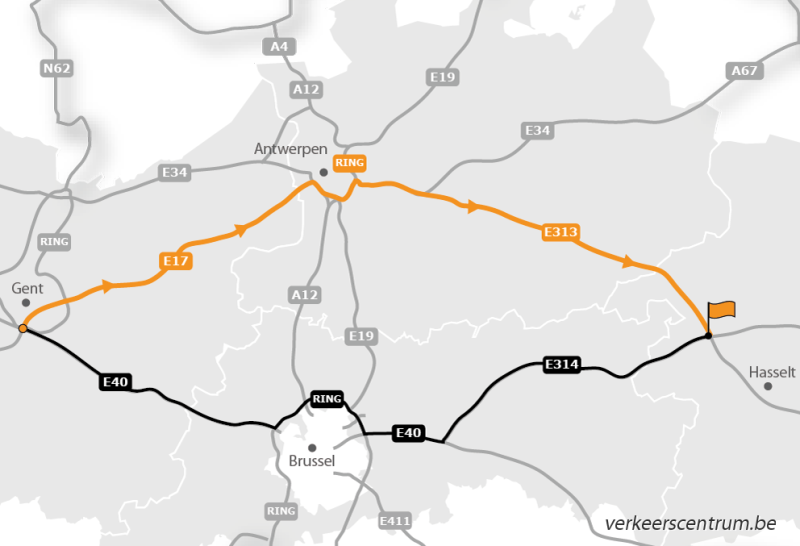 Kaart van de omleiding