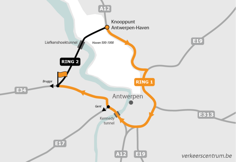 Kaart van de omleiding