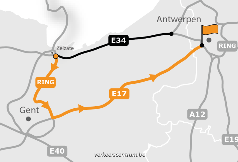Kaart van de omleiding