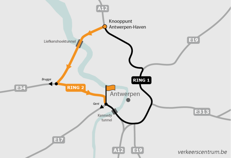 Kaart van de omleiding