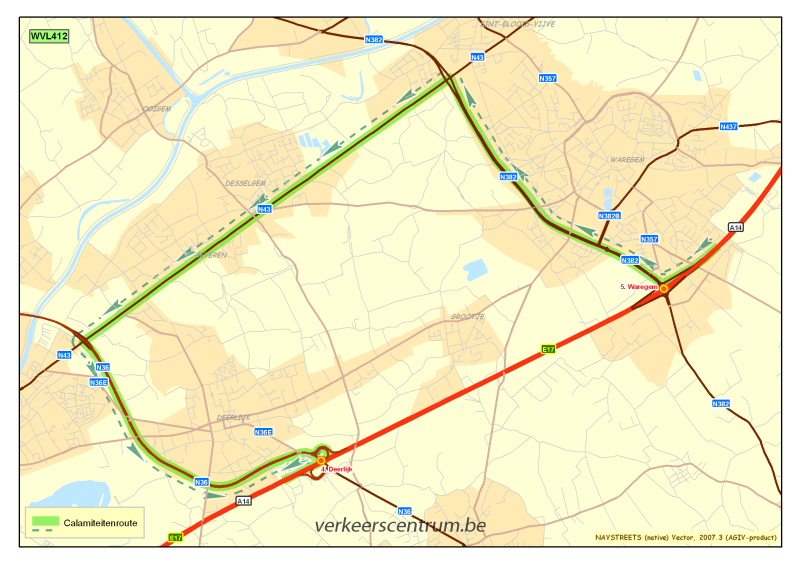 Kaart van de omleiding