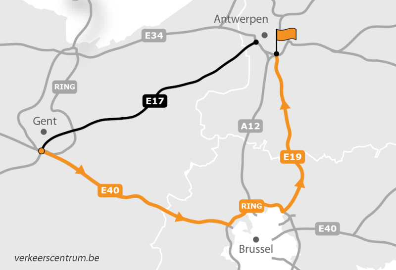 Kaart van de omleiding