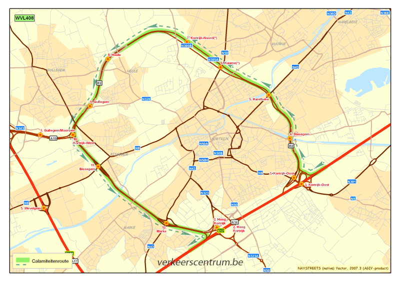 Kaart van de omleiding