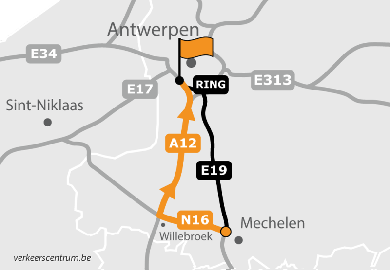 Kaart van de omleiding