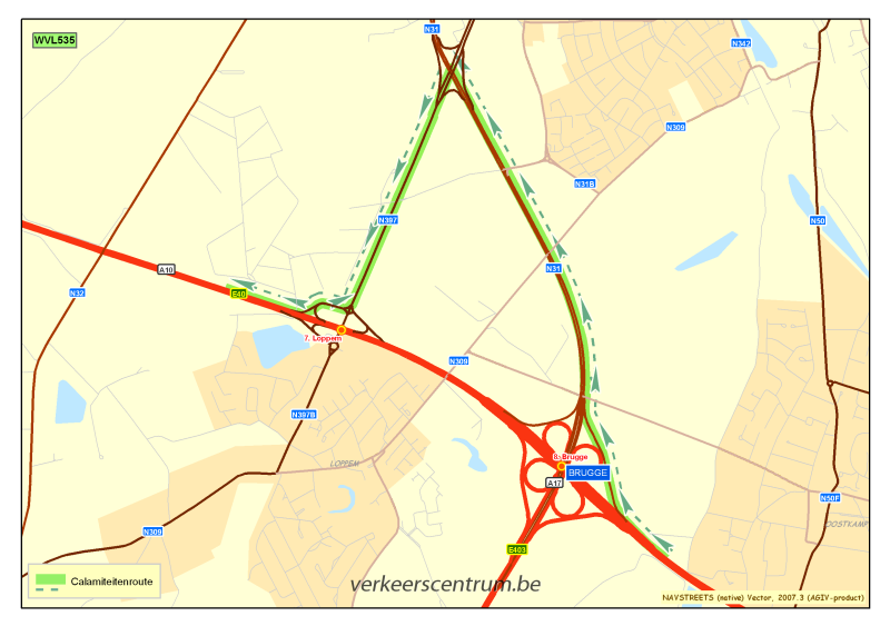 Kaart van de omleiding
