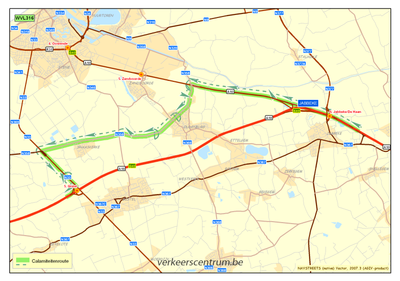 Kaart van de omleiding