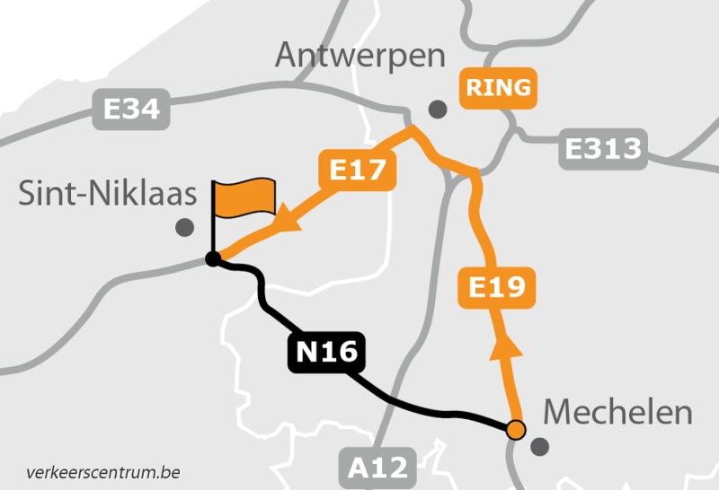 Kaart van de omleiding