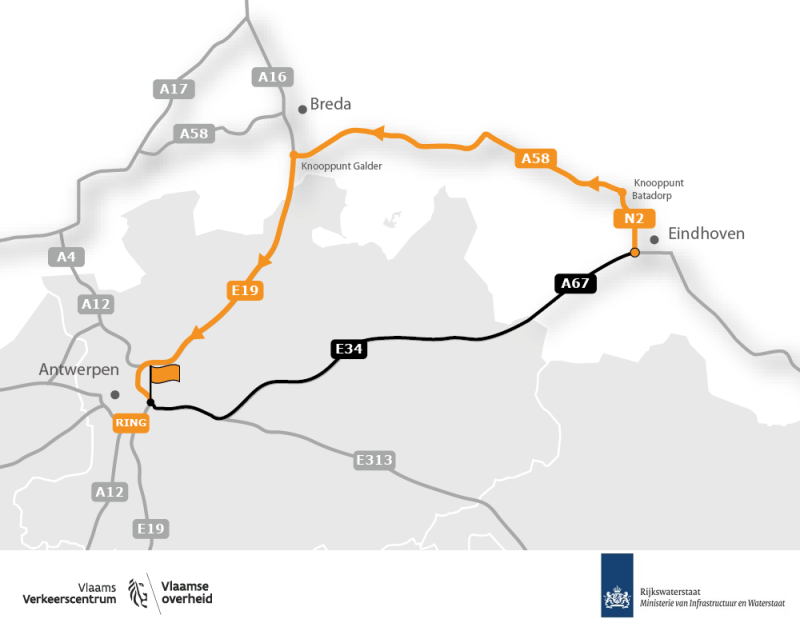 Kaart van de omleiding