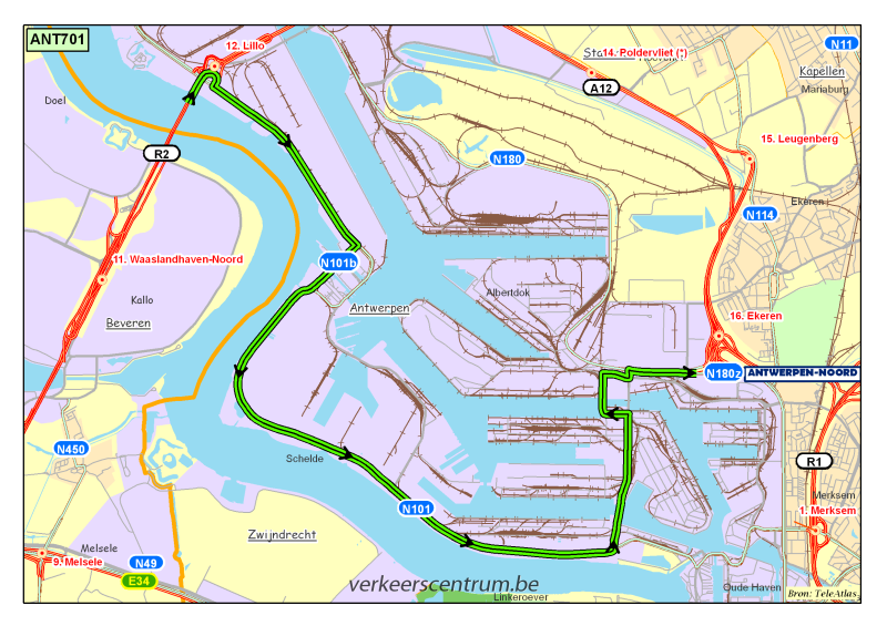 Kaart van de omleiding