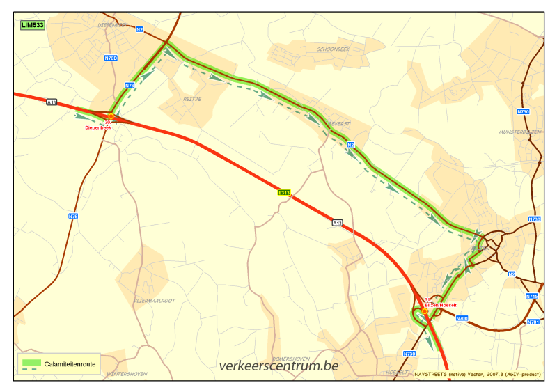 Kaart van de omleiding