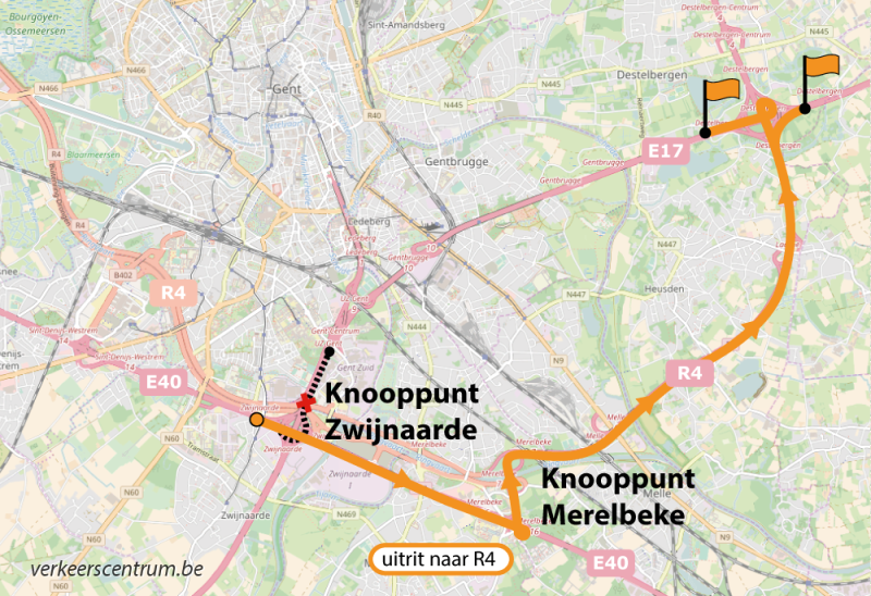 Kaart van de omleiding