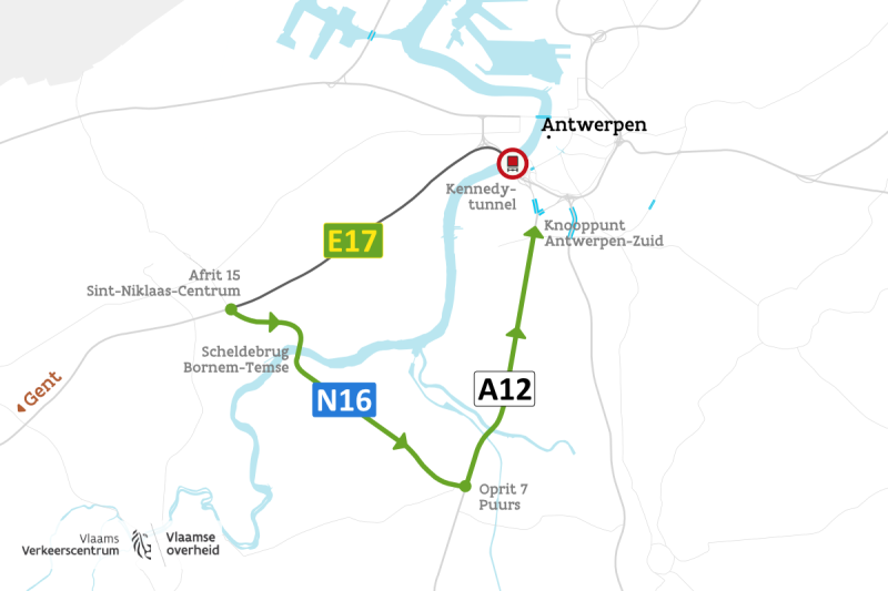 Kaart van de omleiding