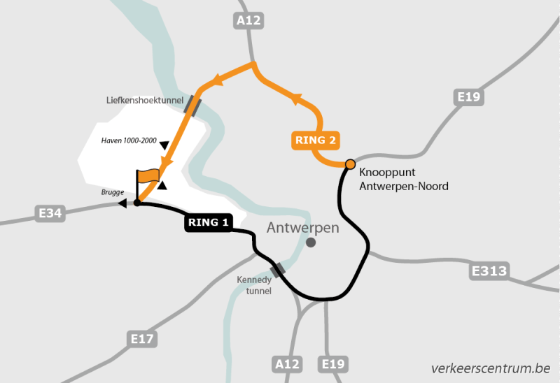 Kaart van de omleiding