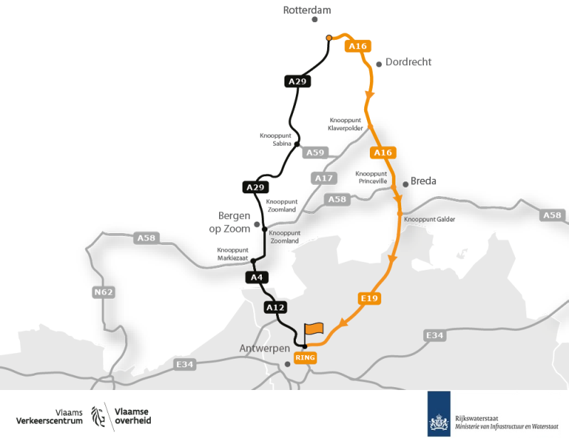 Kaart van de omleiding