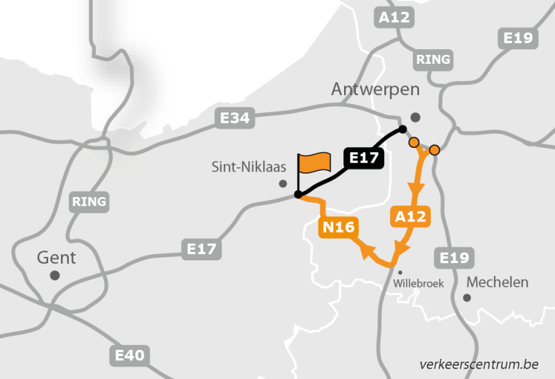 Kaart van de omleiding